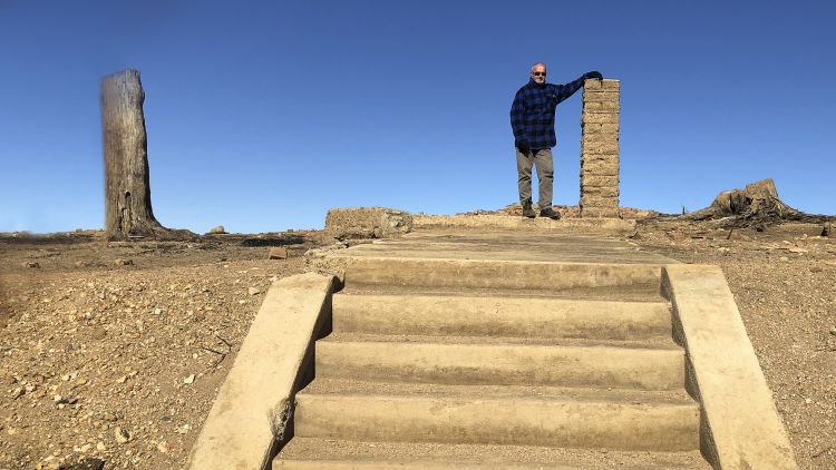 Author Brad Collis on the pub steps in 2018