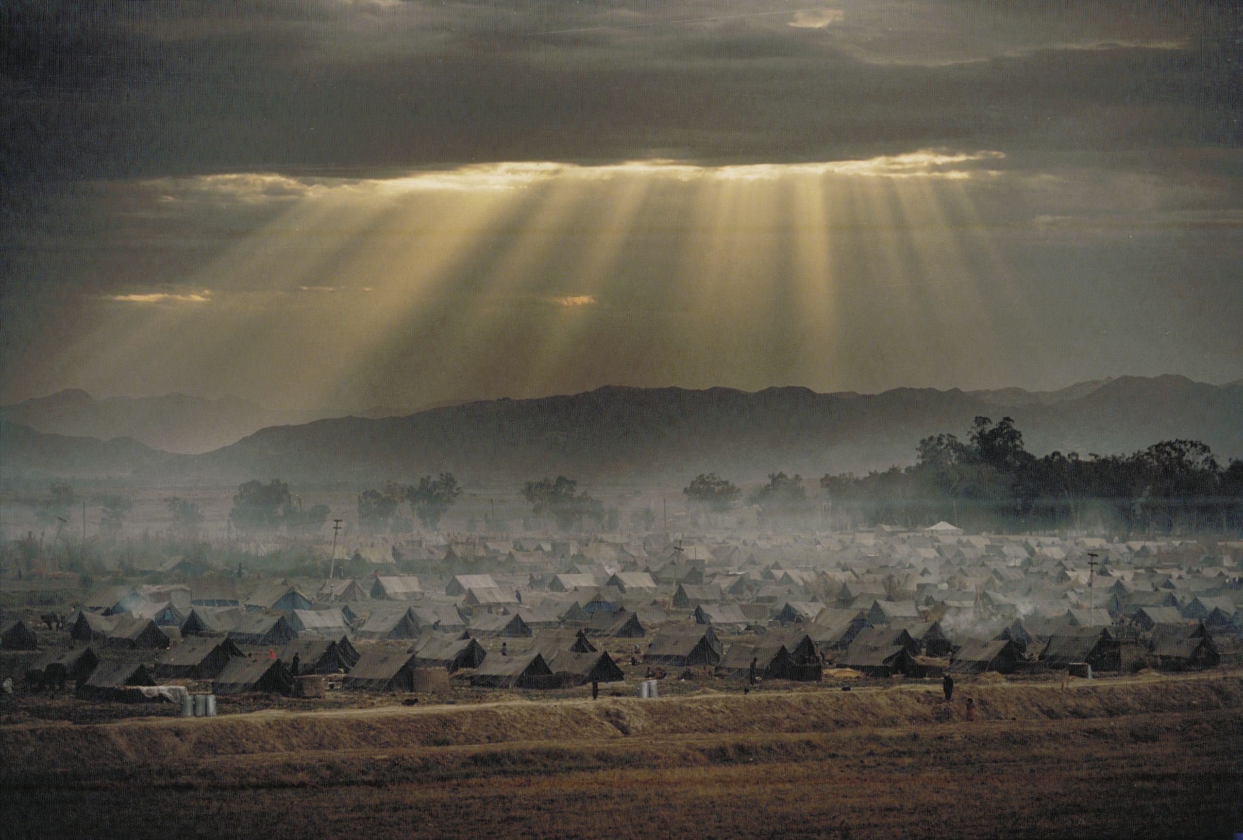 The sun rises over a Jalalabad refugee camp whose inhabitants had fled Kabul. 