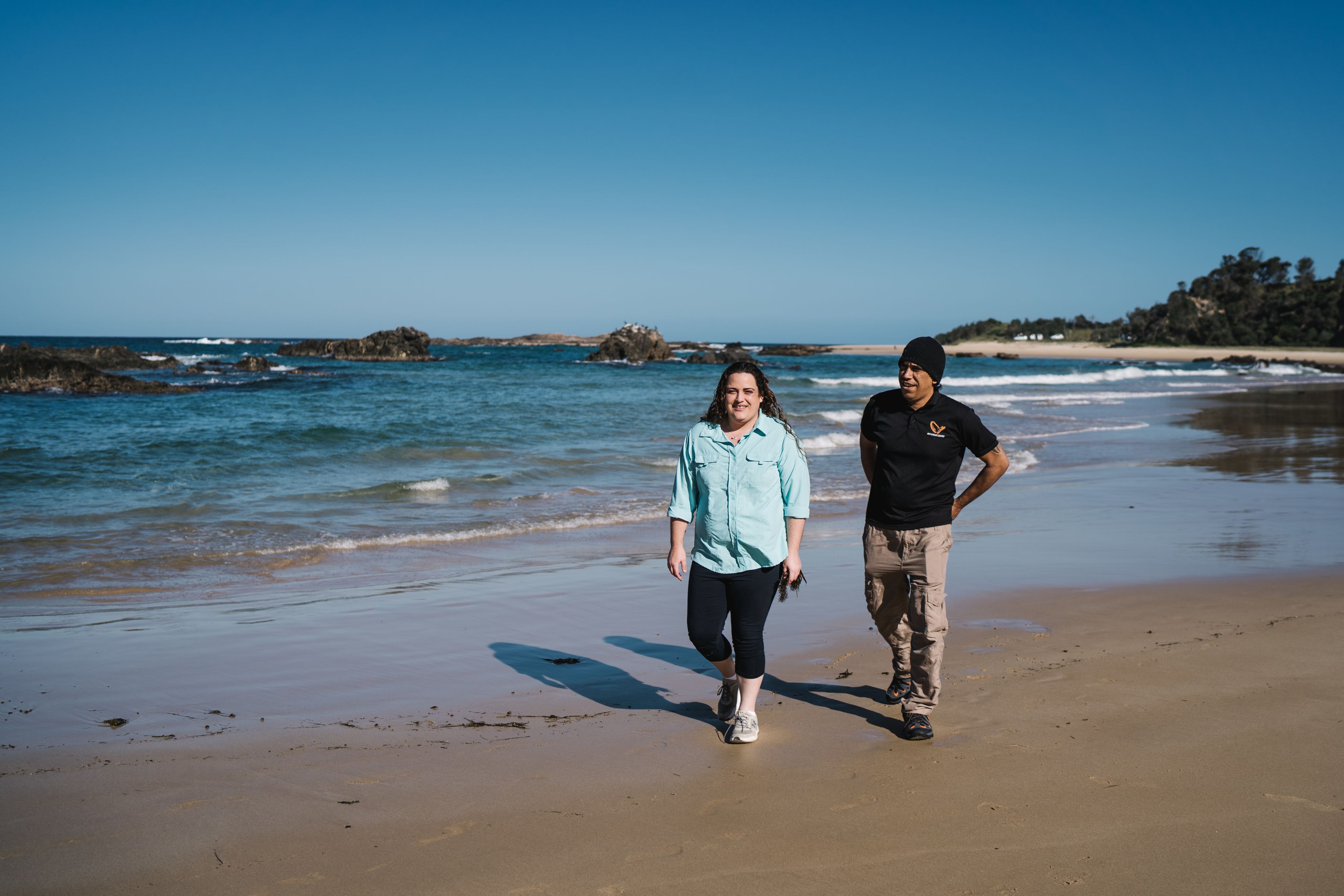 Sarah and James Thomas on the beach